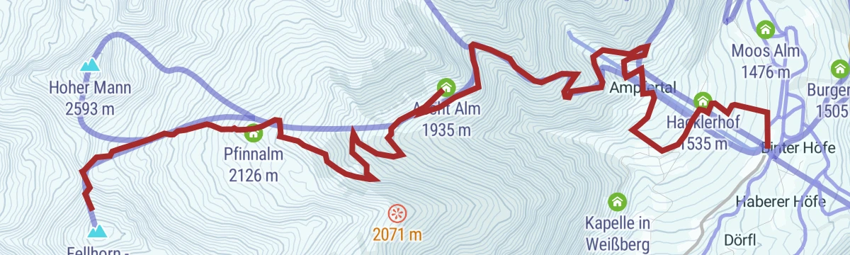 Route map: Sci Alpinismo: Al Monte Fellhorn in Val Casies